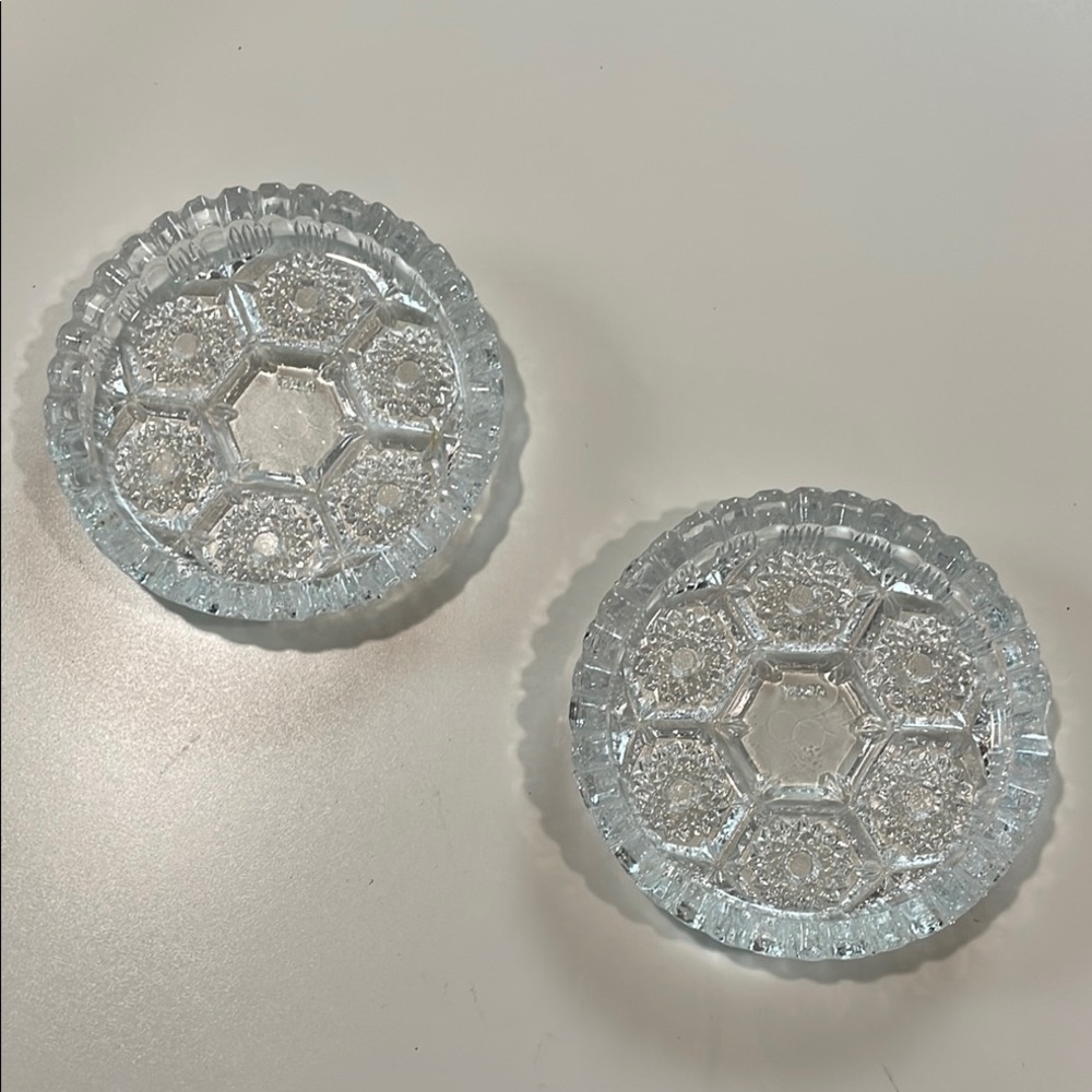 Vintage Diamond Cut Glass Ashtray/Coasters